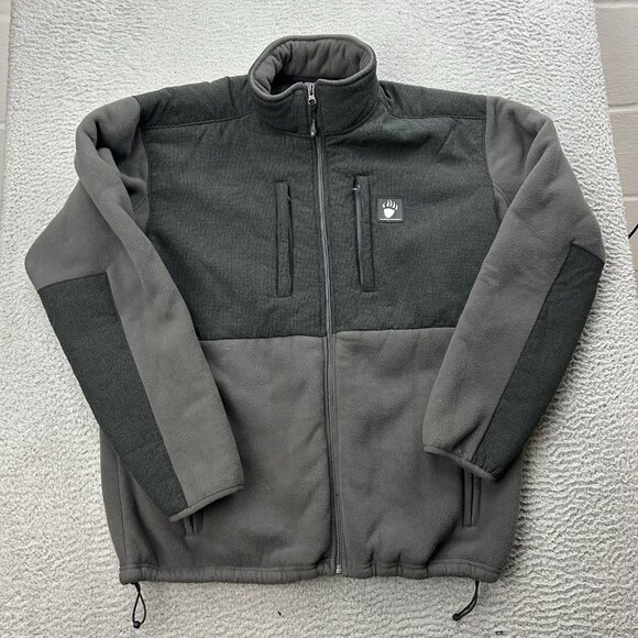 Alaskan Hardgear Duluth Bear Hide Fleece Jacket Mens L Full Zip Black Gray - Picture 1 of 6